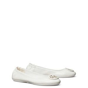 Tory Burch White Leather Logo Ballet Flats